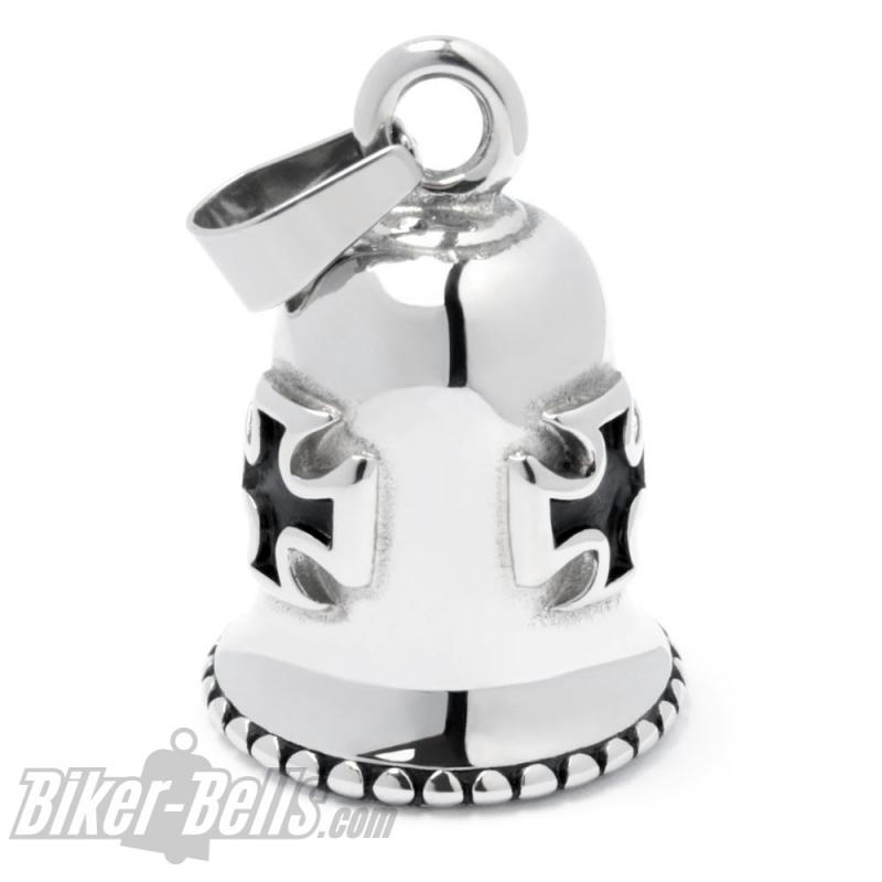 Iron Cross Biker-Bell Stainless Steel Iron Cross Ride Bell Silver Motorcycle Bell